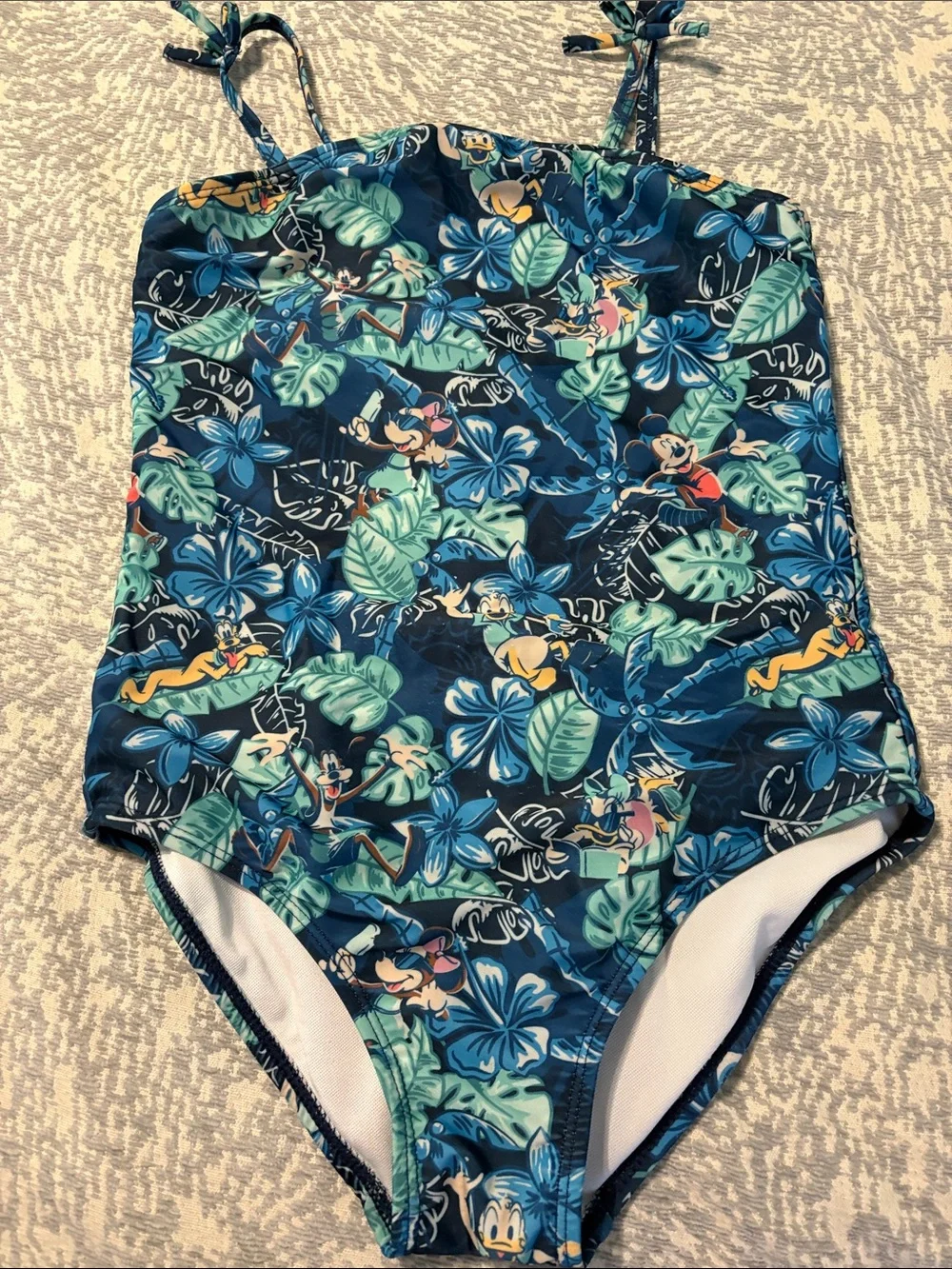 Disney Kids One-Piece Swimsuit - Navy Blue Tropical Print